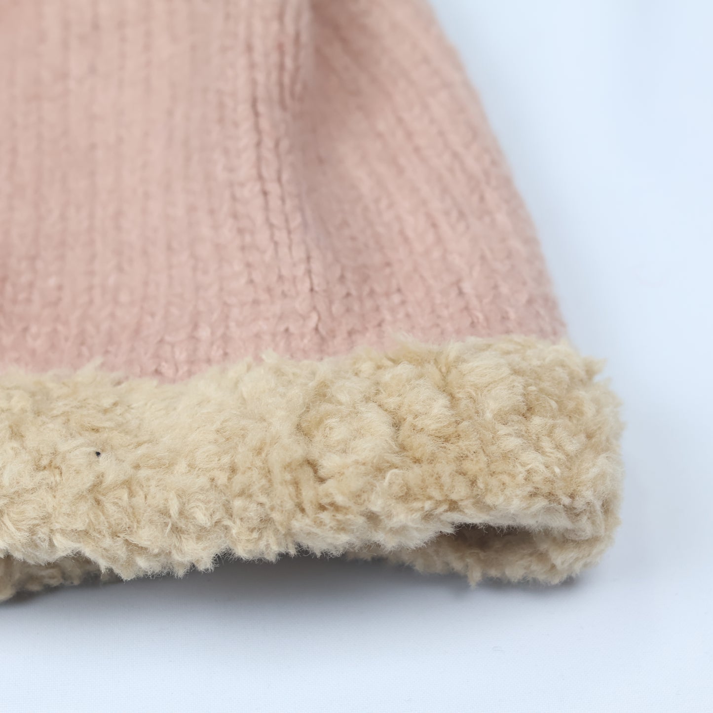 Cozy Blush Pink Sherpa Lined Earflap Hat with Pom Pom - Women’s Winter Headwear