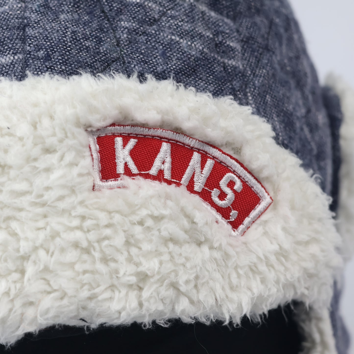 KANS Blue Quilted Trapper Hat with White Faux Fur Lining - Winter Earflap Cap
