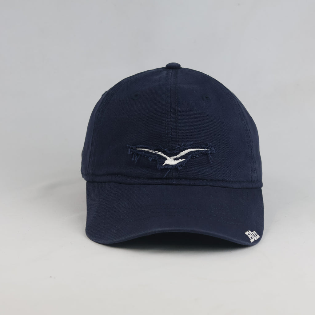 Blu Nautical Baseball Cap – Navy Blue Distressed Bird Hat (56-57cm) |10621