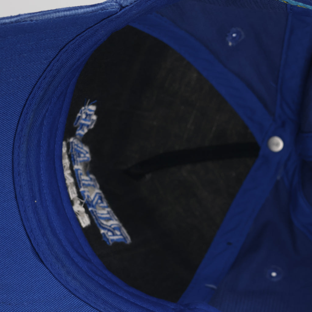 Rizla+ Blue Corduroy Thrifted Baseball Cap with Green Knit Front Panel