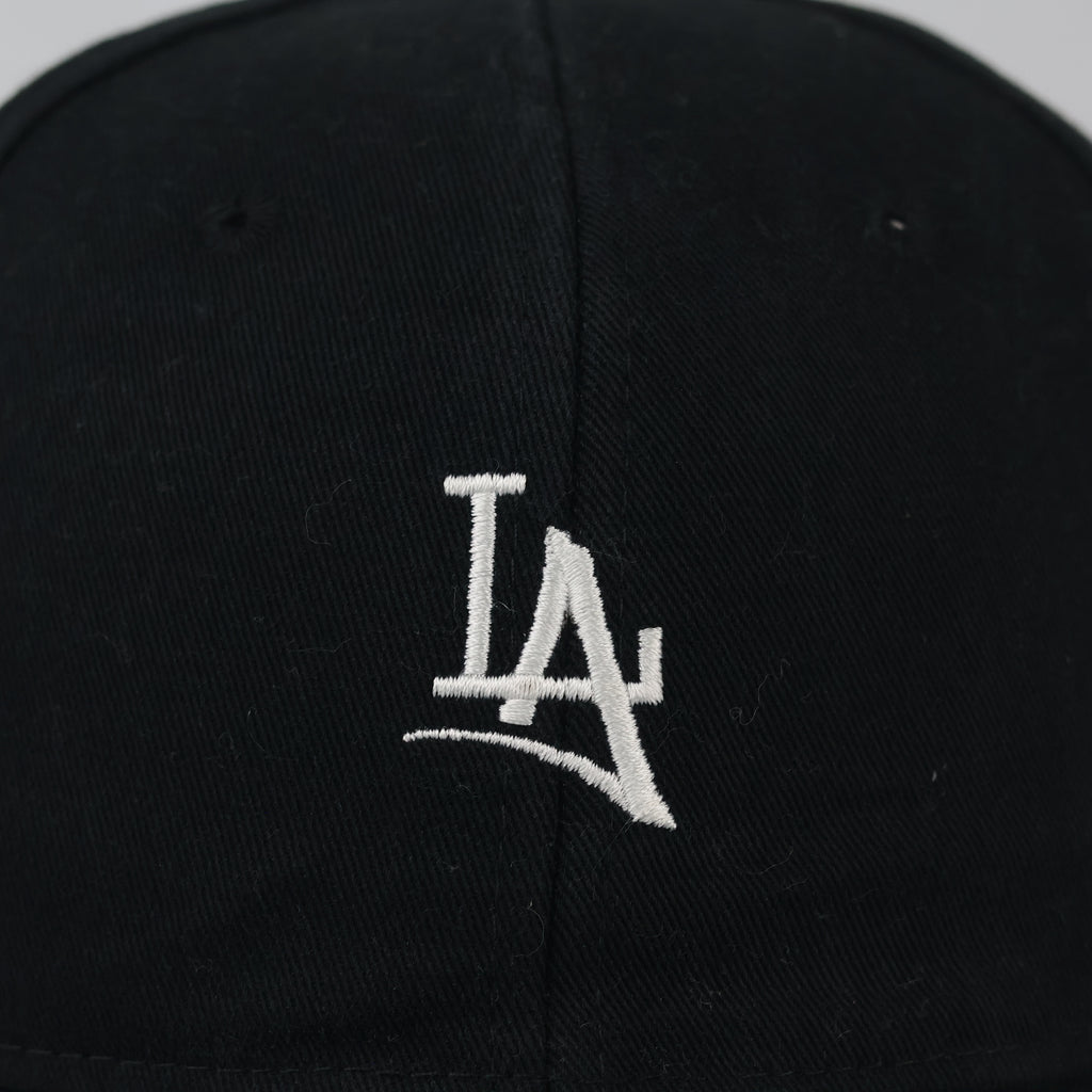 Vintage LA Embroidered Cotton Hat - Solid Black Minimalist Thrifted Cap