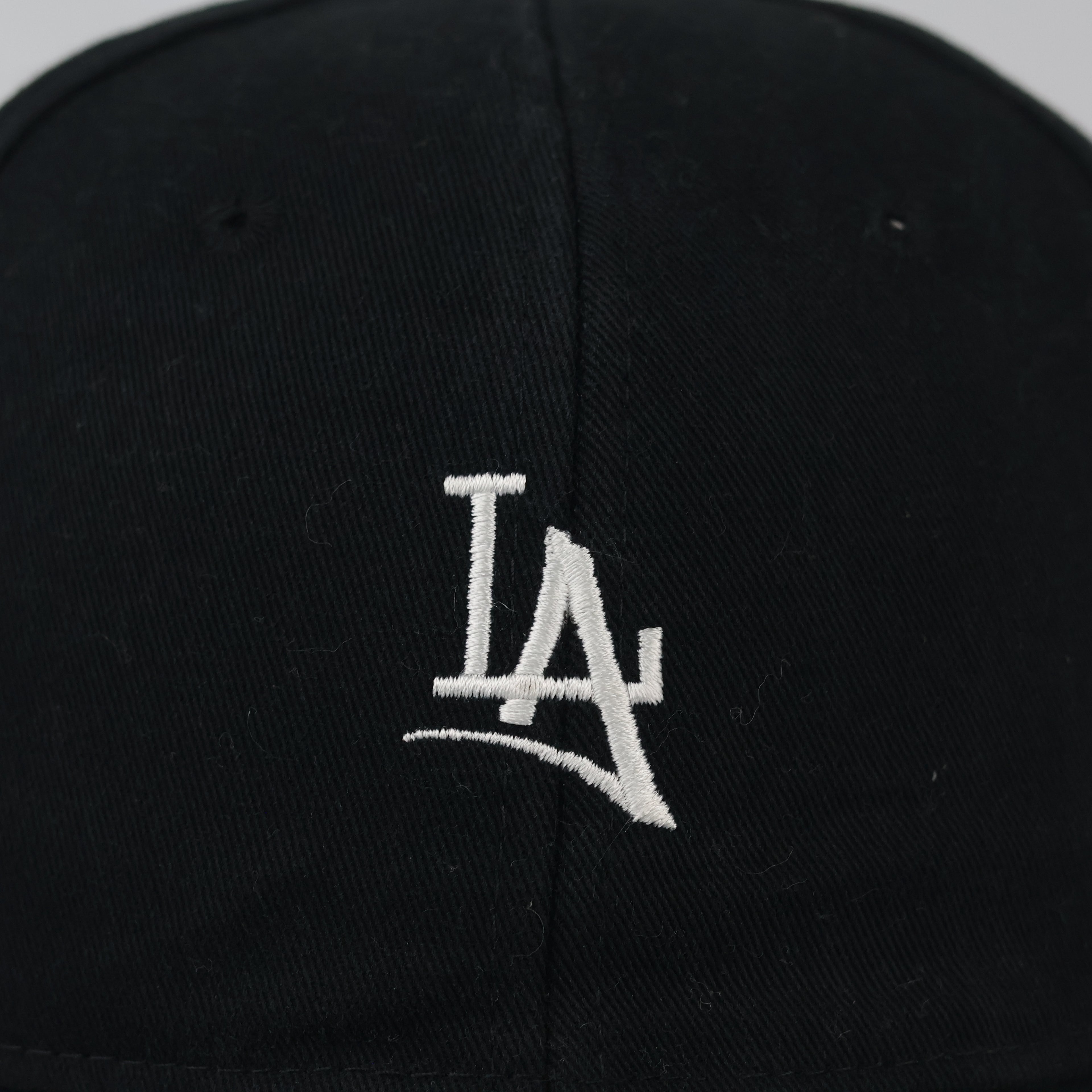 Vintage LA Embroidered Cotton Hat - Solid Black Minimalist Thrifted Cap