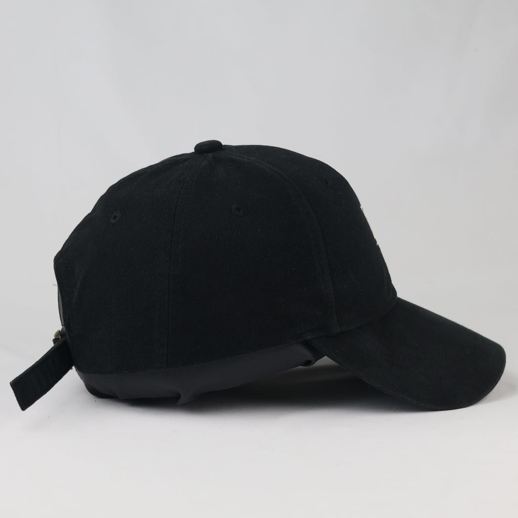 Vintage LA Embroidered Cotton Hat - Solid Black Minimalist Thrifted Cap