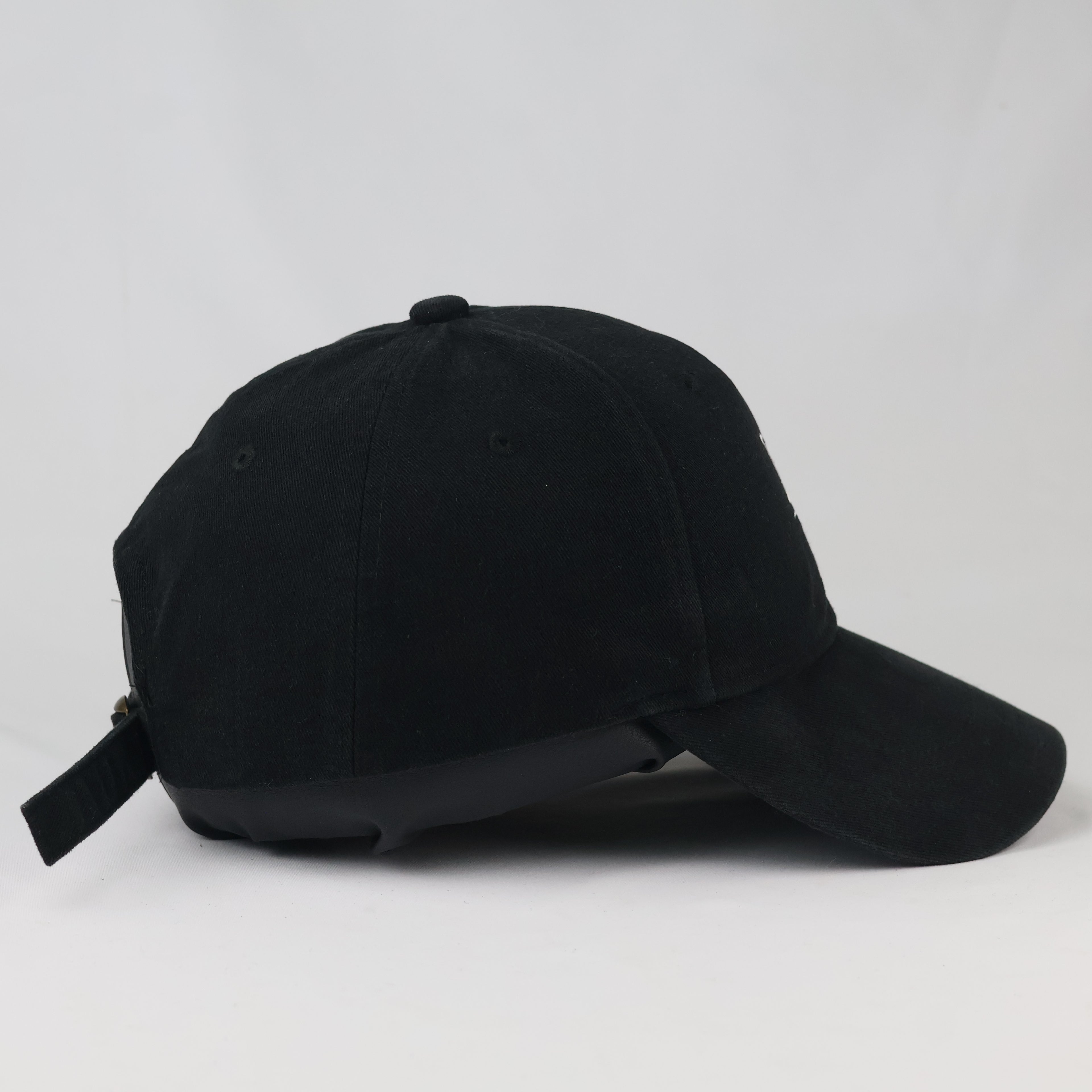 Vintage LA Embroidered Cotton Hat - Solid Black Minimalist Thrifted Cap