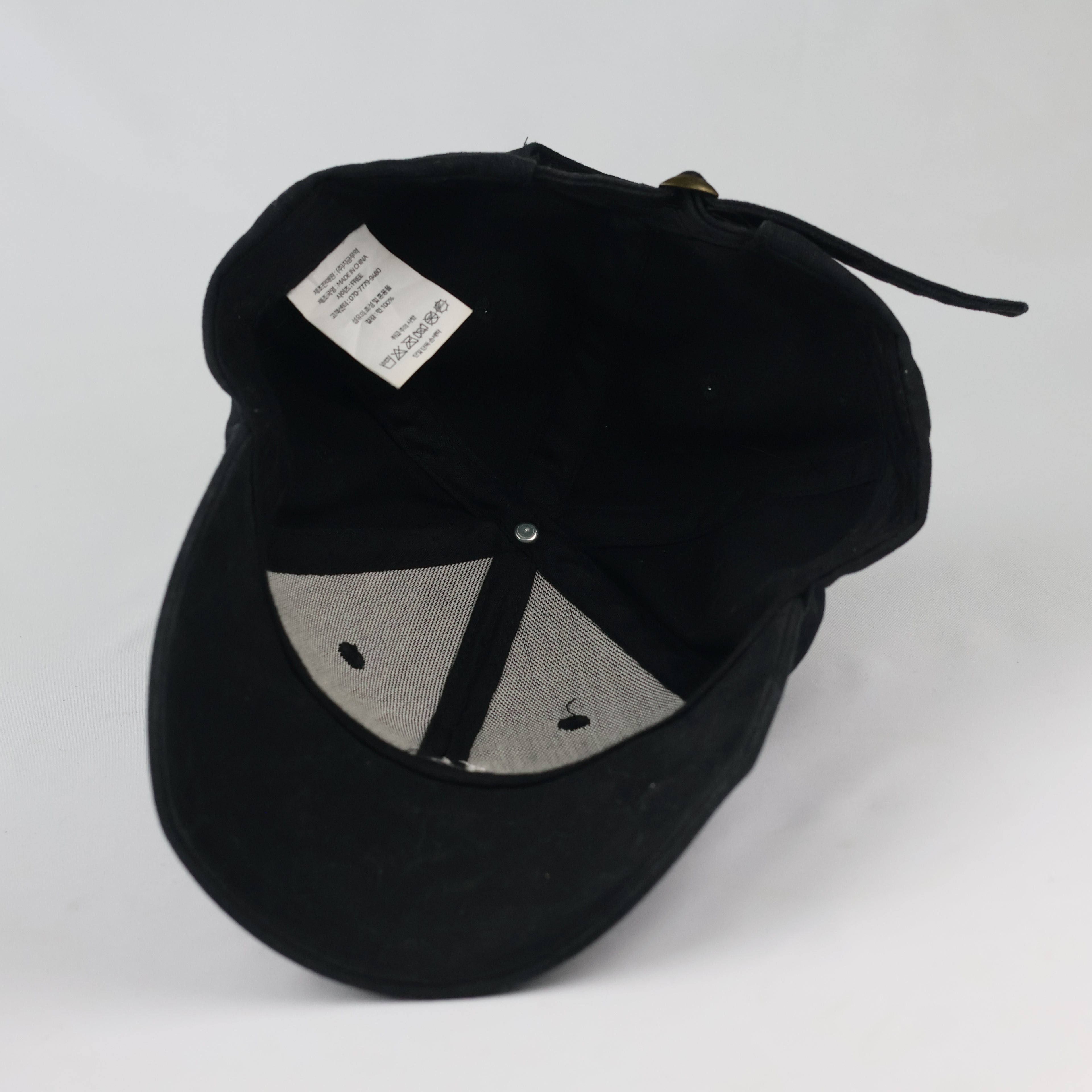 Vintage LA Embroidered Cotton Hat - Solid Black Minimalist Thrifted Cap