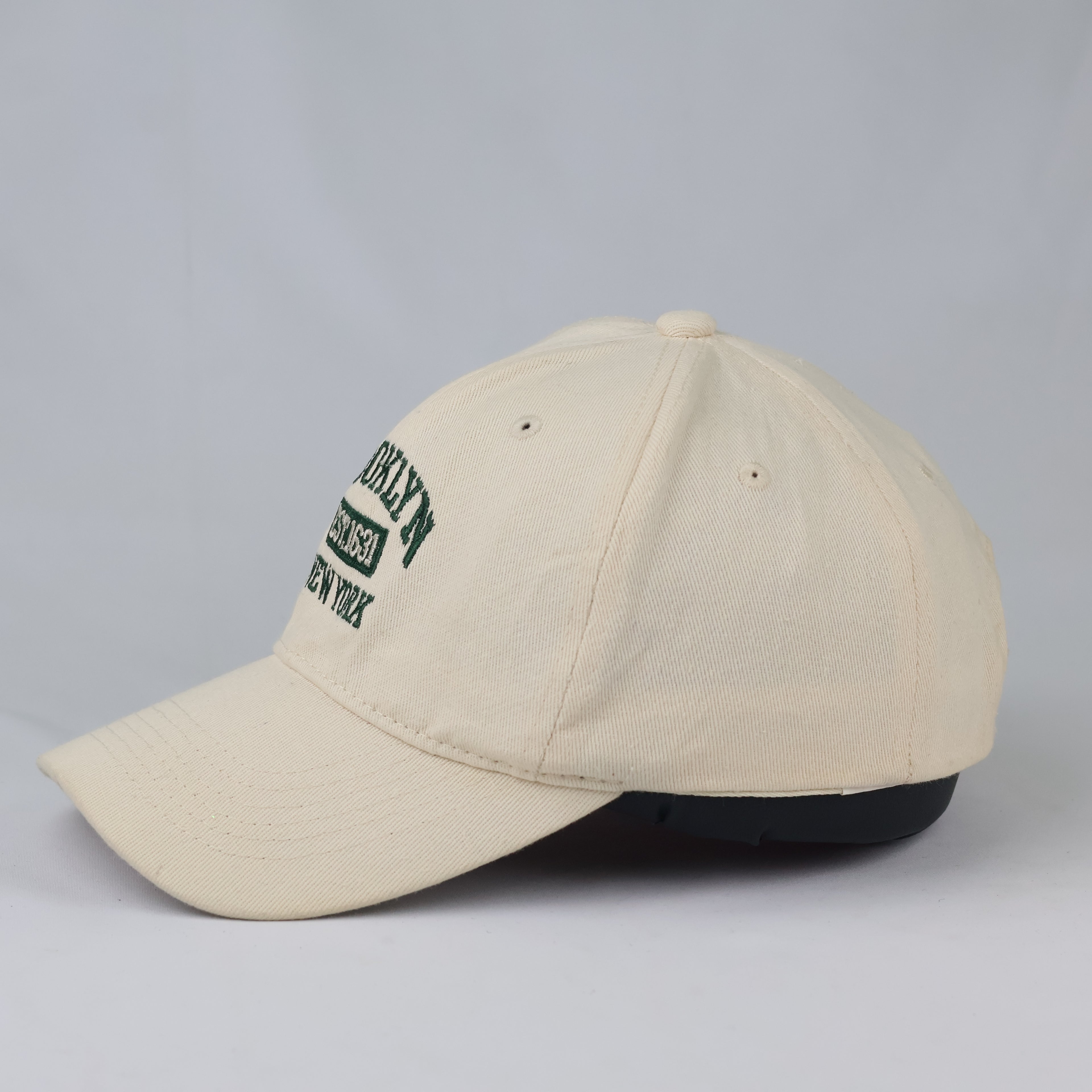 Retro Brooklyn New York Embroidered Hat - Cream & Forest Green Cap