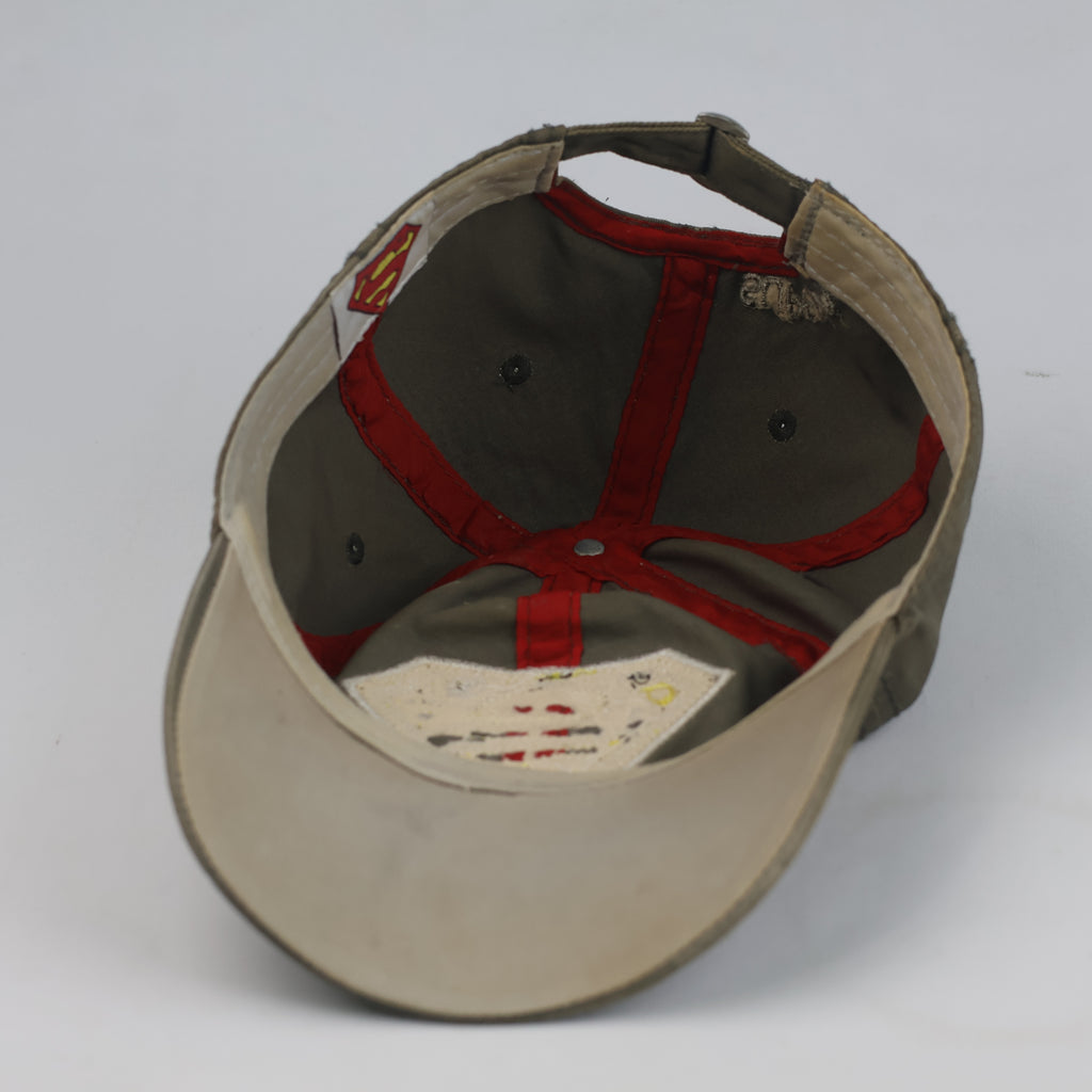 Thrifted Vintage Superman Distressed Embroidered Cap – Olive Green (57–58 cm) |10670