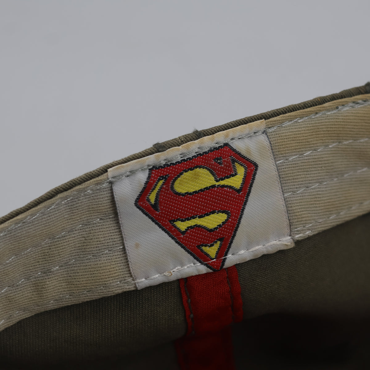 Thrifted Vintage Superman Distressed Embroidered Cap – Olive Green (57–58 cm) |10670
