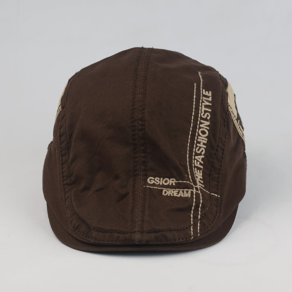 Thrifted Thrifted Y2K Canvas Ivy Cap – Dark Brown & Beige (58–60 cm) | 10671