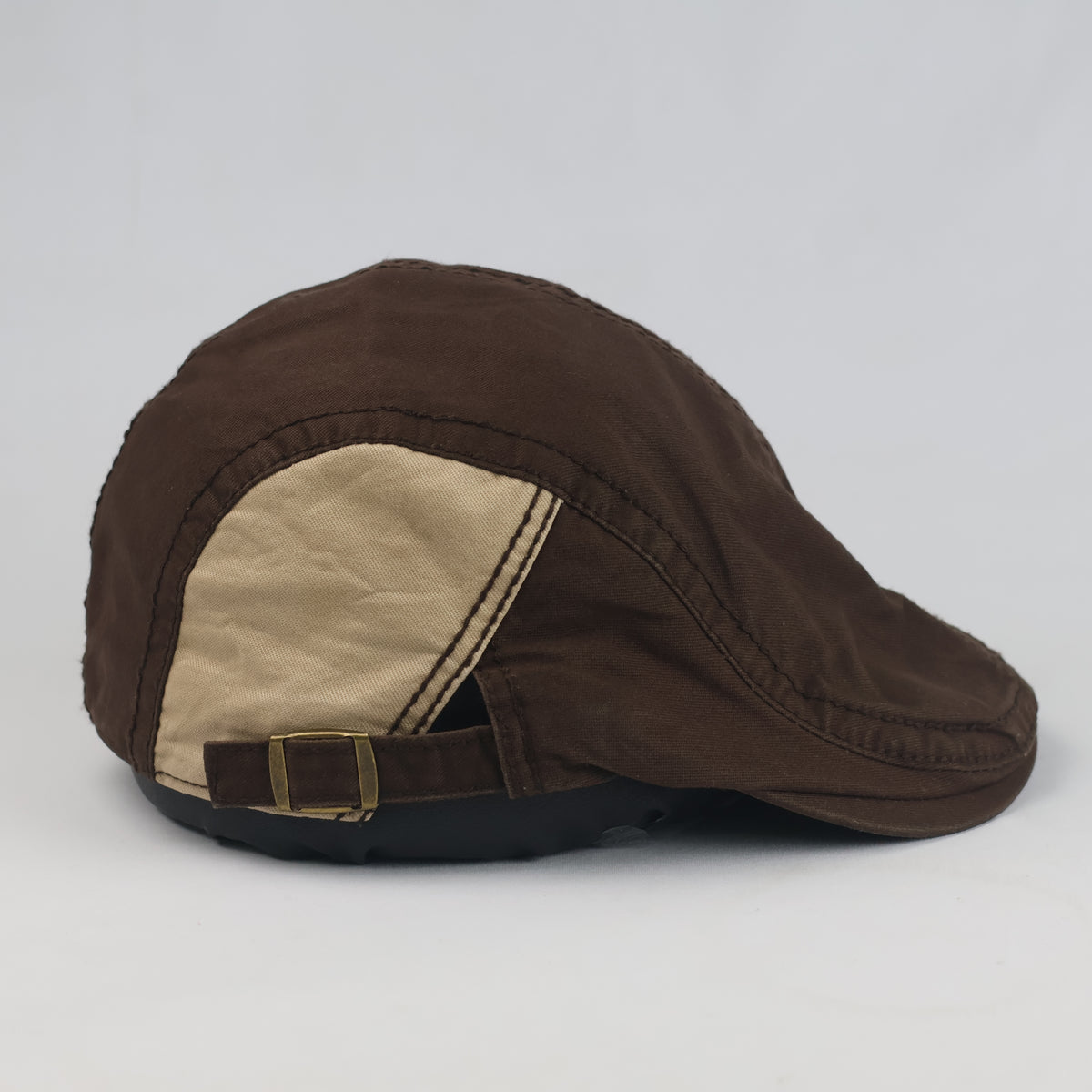 Thrifted Thrifted Y2K Canvas Ivy Cap – Dark Brown & Beige (58–60 cm) | 10671