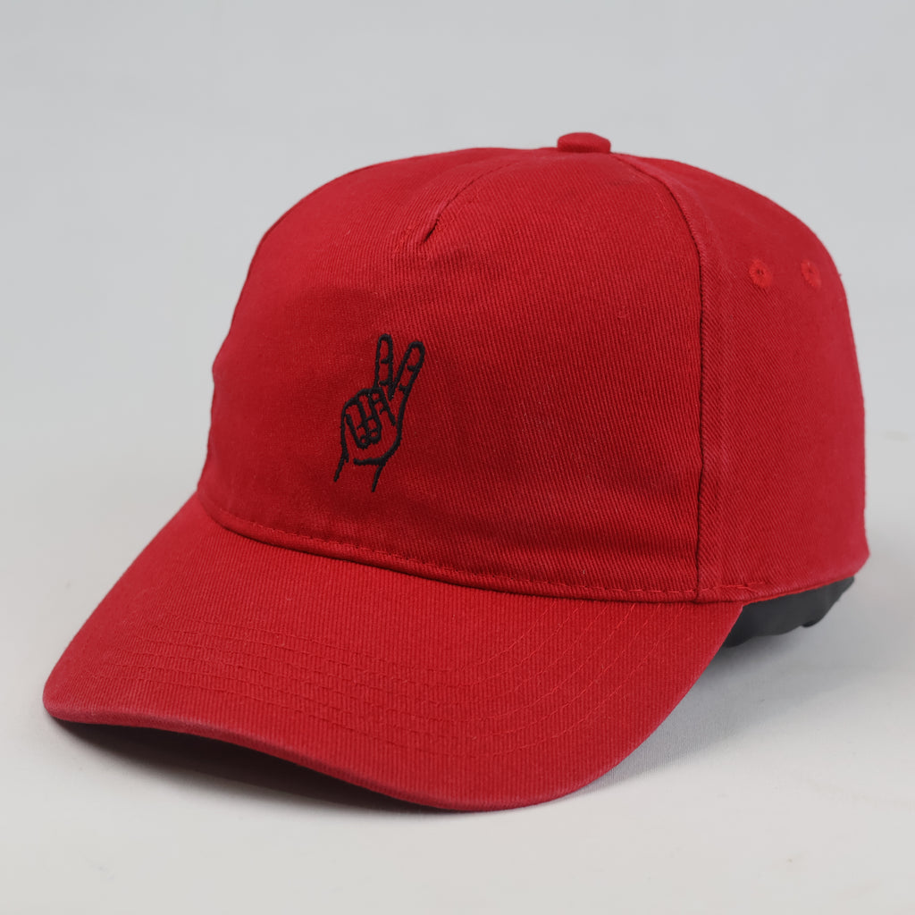 Thrifted Beechfield Peace Sign Embroidered Red Baseball Cap (57–58 cm) |10667