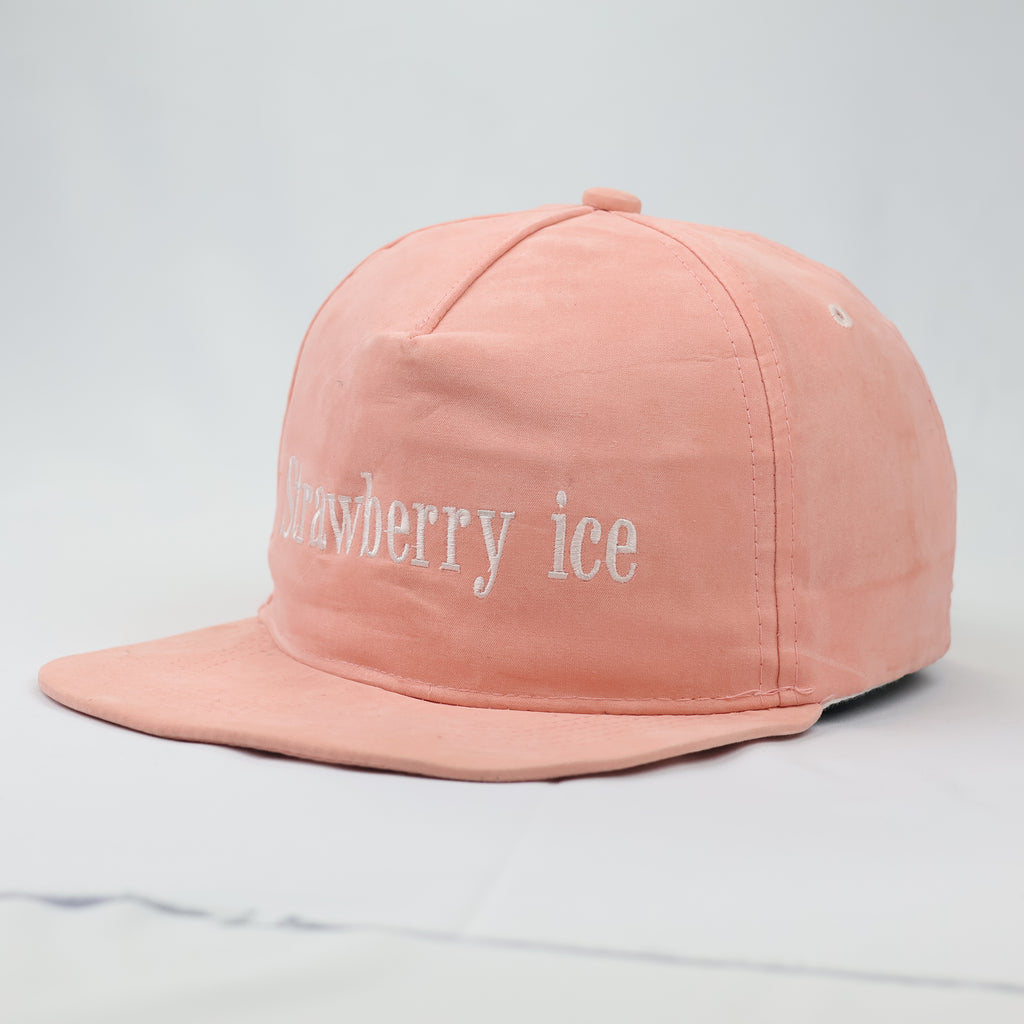 Strawberry Ice Pastel Peach Thrifted Snapback Hat | Aesthetic Embroidered Cap