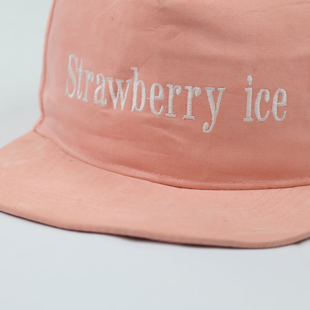 Strawberry Ice Pastel Peach Thrifted Snapback Hat | Aesthetic Embroidered Cap