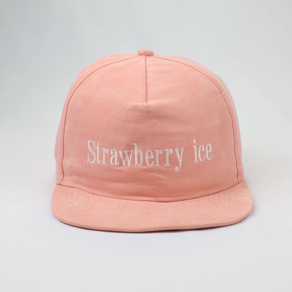 Strawberry Ice Pastel Peach Thrifted Snapback Hat | Aesthetic Embroidered Cap