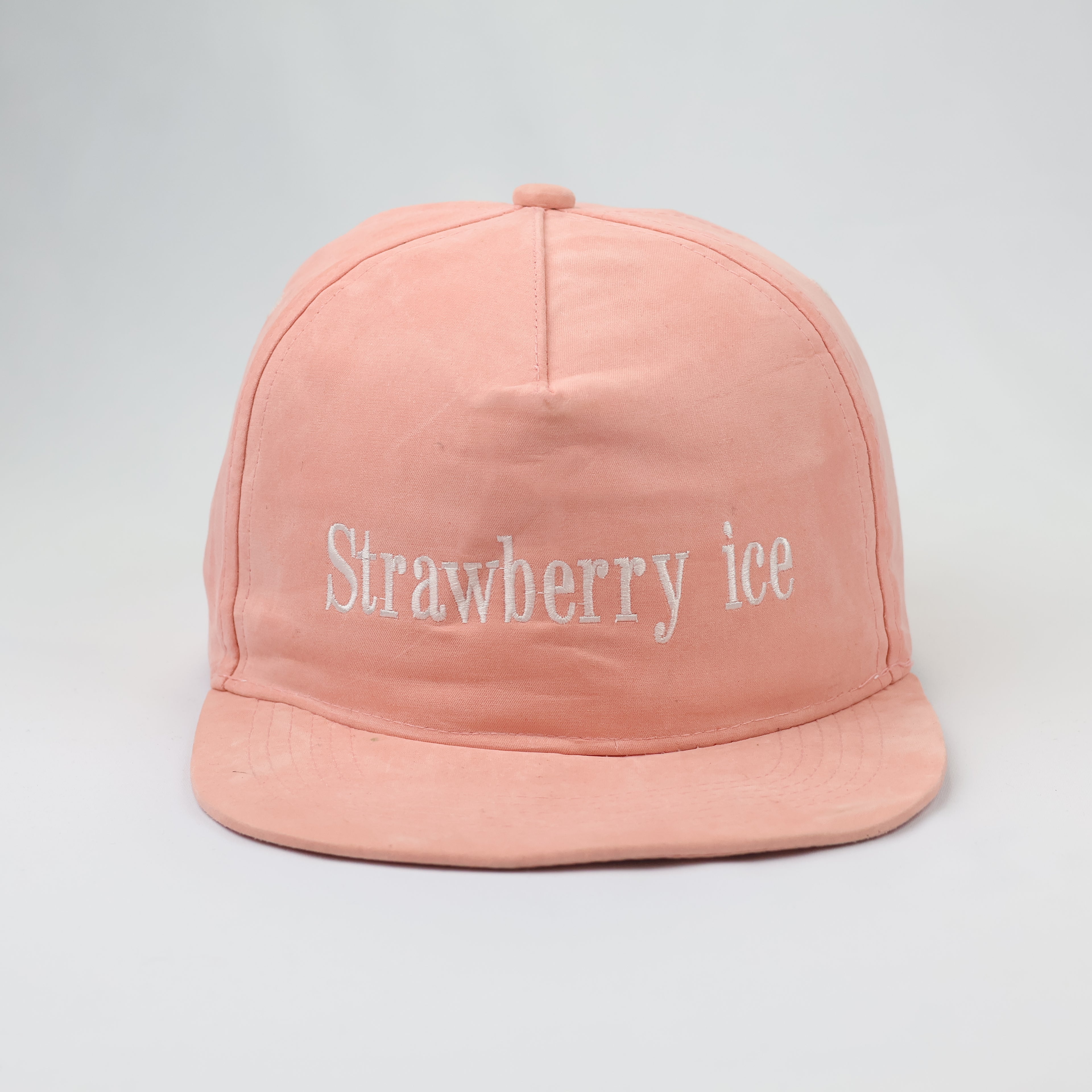 Strawberry Ice Pastel Peach Thrifted Snapback Hat | Aesthetic Embroidered Cap