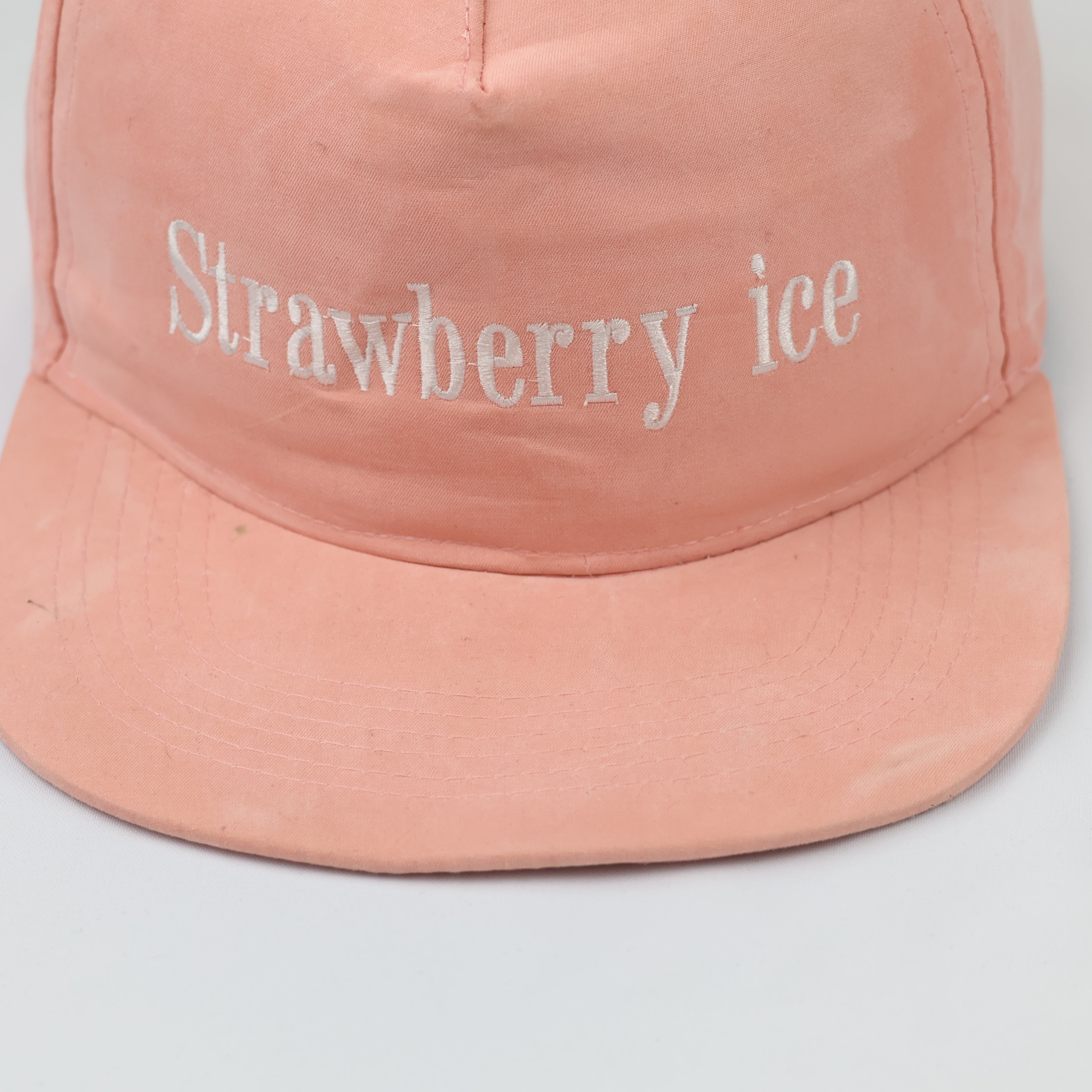 Strawberry Ice Pastel Peach Thrifted Snapback Hat | Aesthetic Embroidered Cap