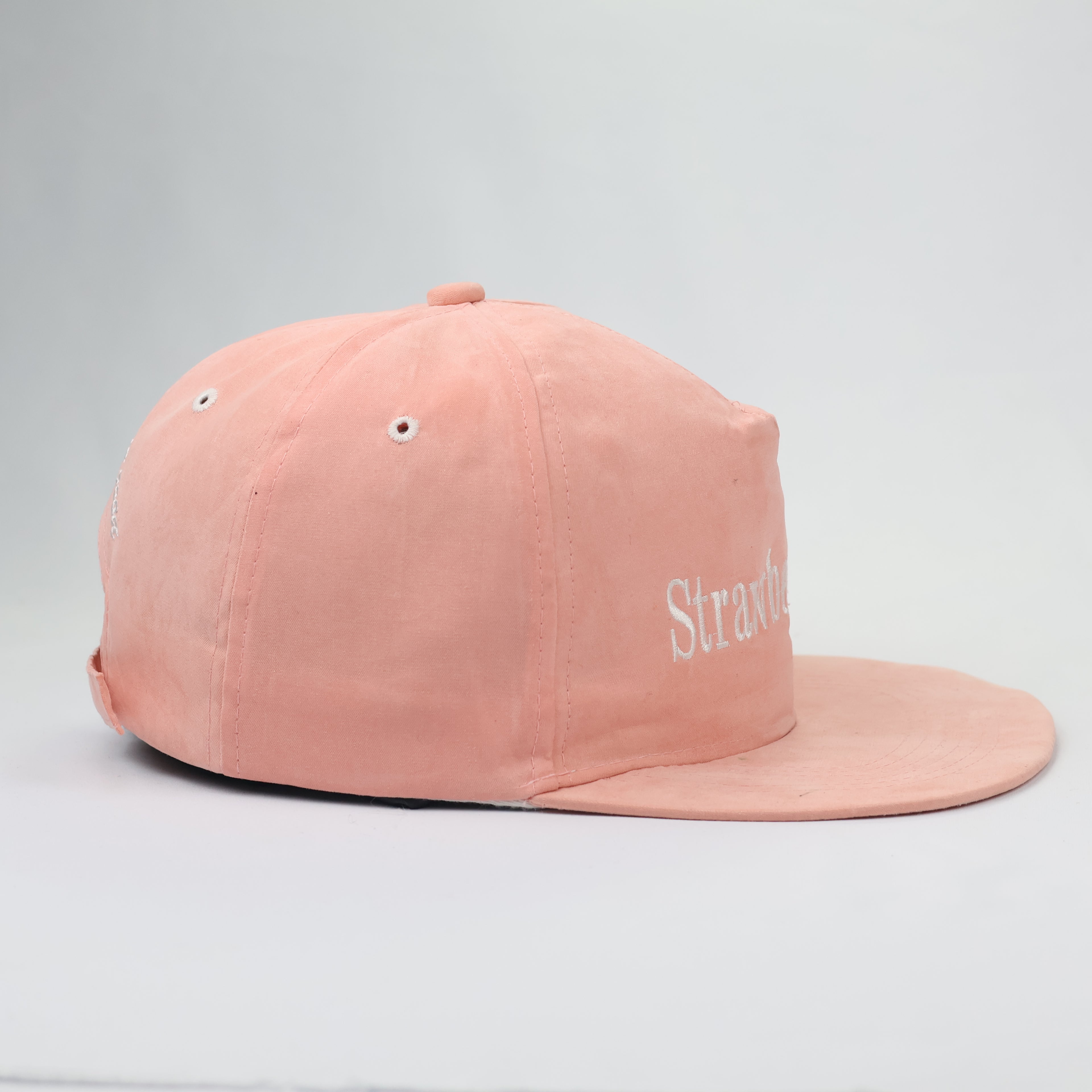 Strawberry Ice Pastel Peach Thrifted Snapback Hat | Aesthetic Embroidered Cap