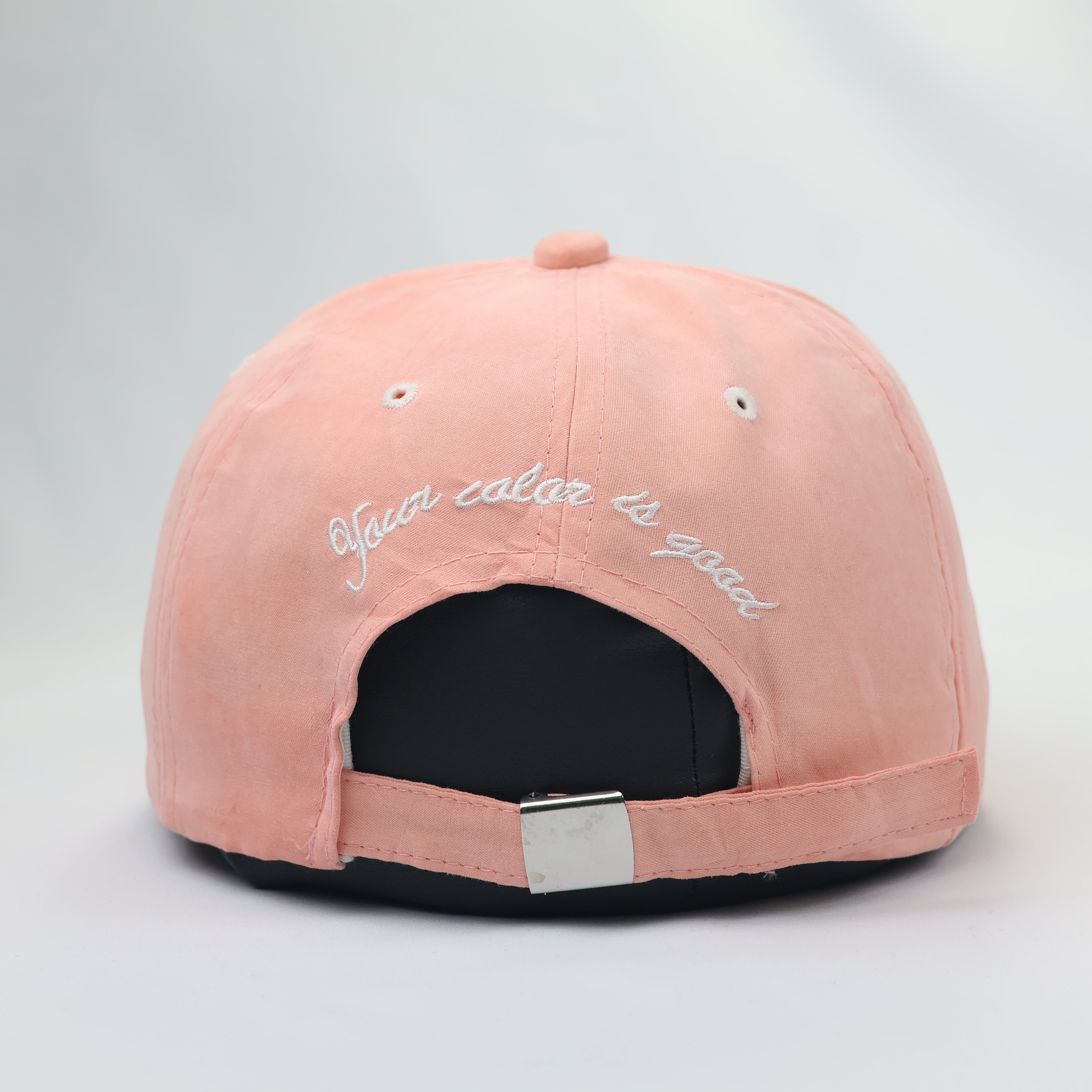 Strawberry Ice Pastel Peach Thrifted Snapback Hat | Aesthetic Embroidered Cap