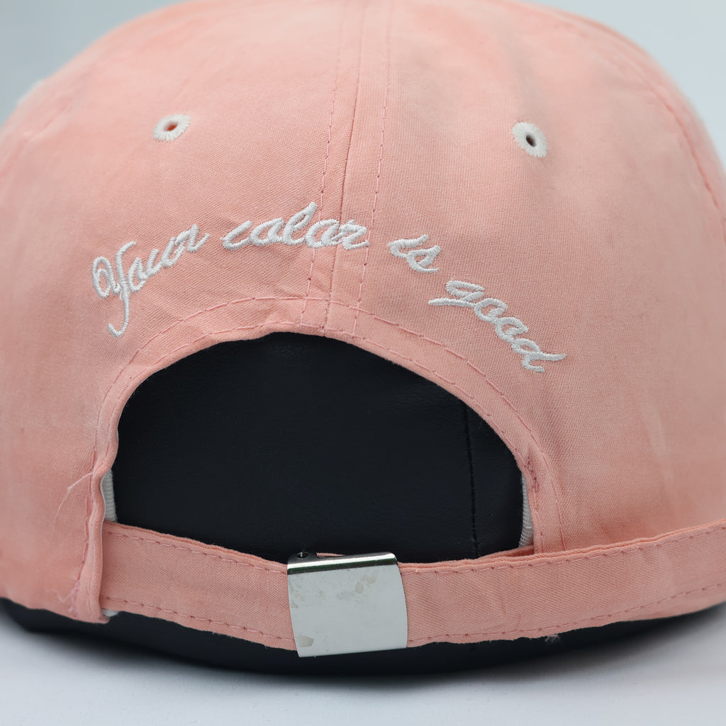 Strawberry Ice Pastel Peach Thrifted Snapback Hat | Aesthetic Embroidered Cap