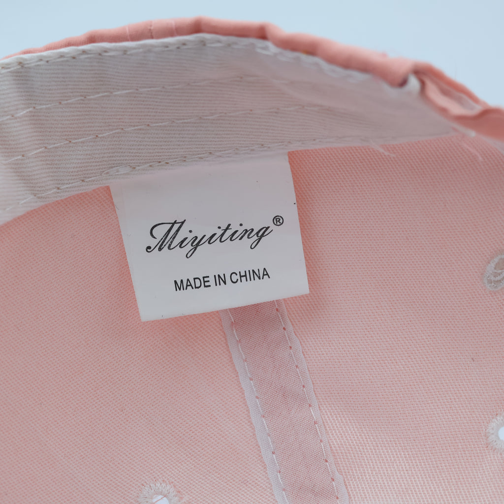 Strawberry Ice Pastel Peach Thrifted Snapback Hat | Aesthetic Embroidered Cap