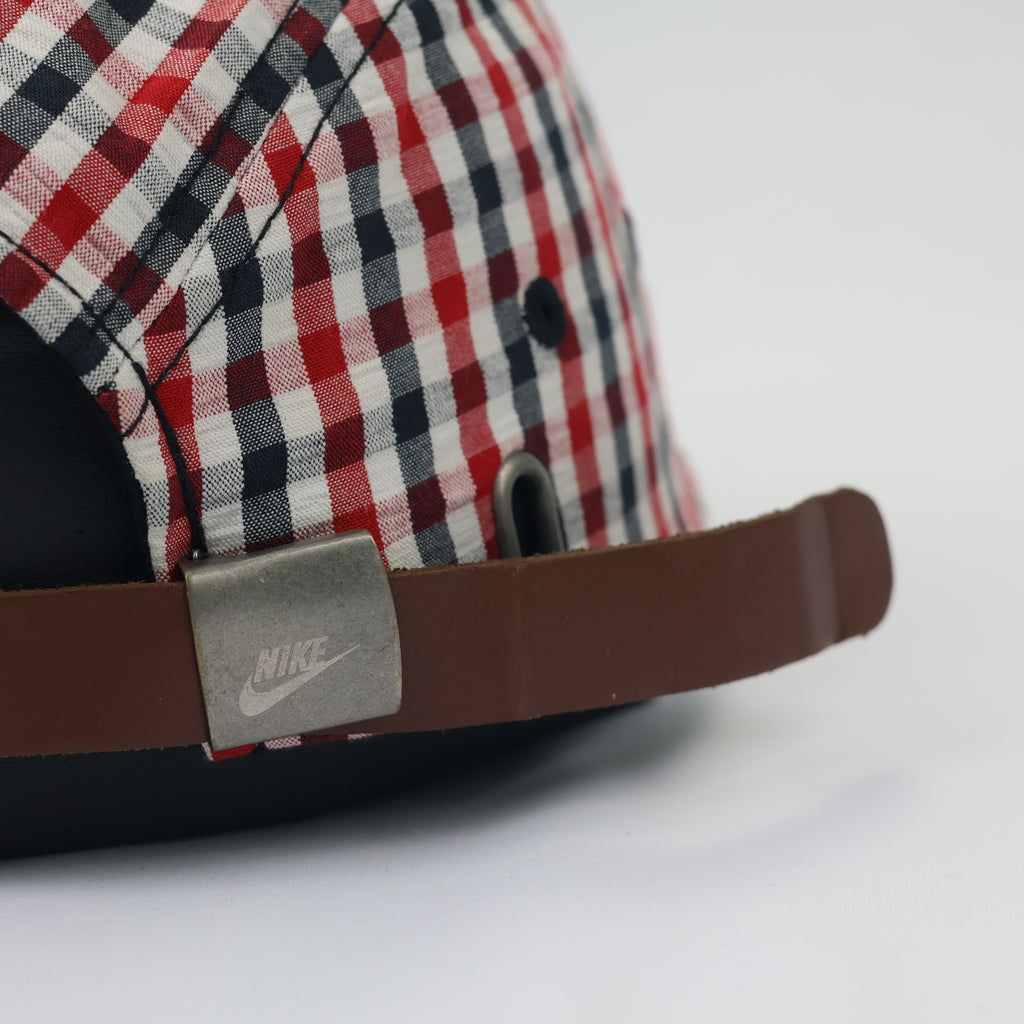 Nike AW84 5-Panel Gingham Plaid Thrifted Cap | Red & Blue Checkered Hat