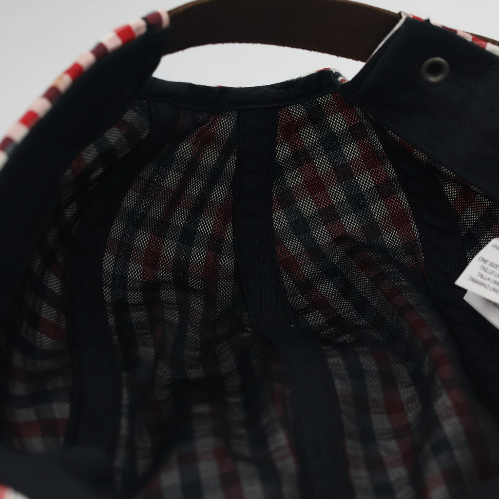 Nike AW84 5-Panel Gingham Plaid Thrifted Cap | Red & Blue Checkered Hat
