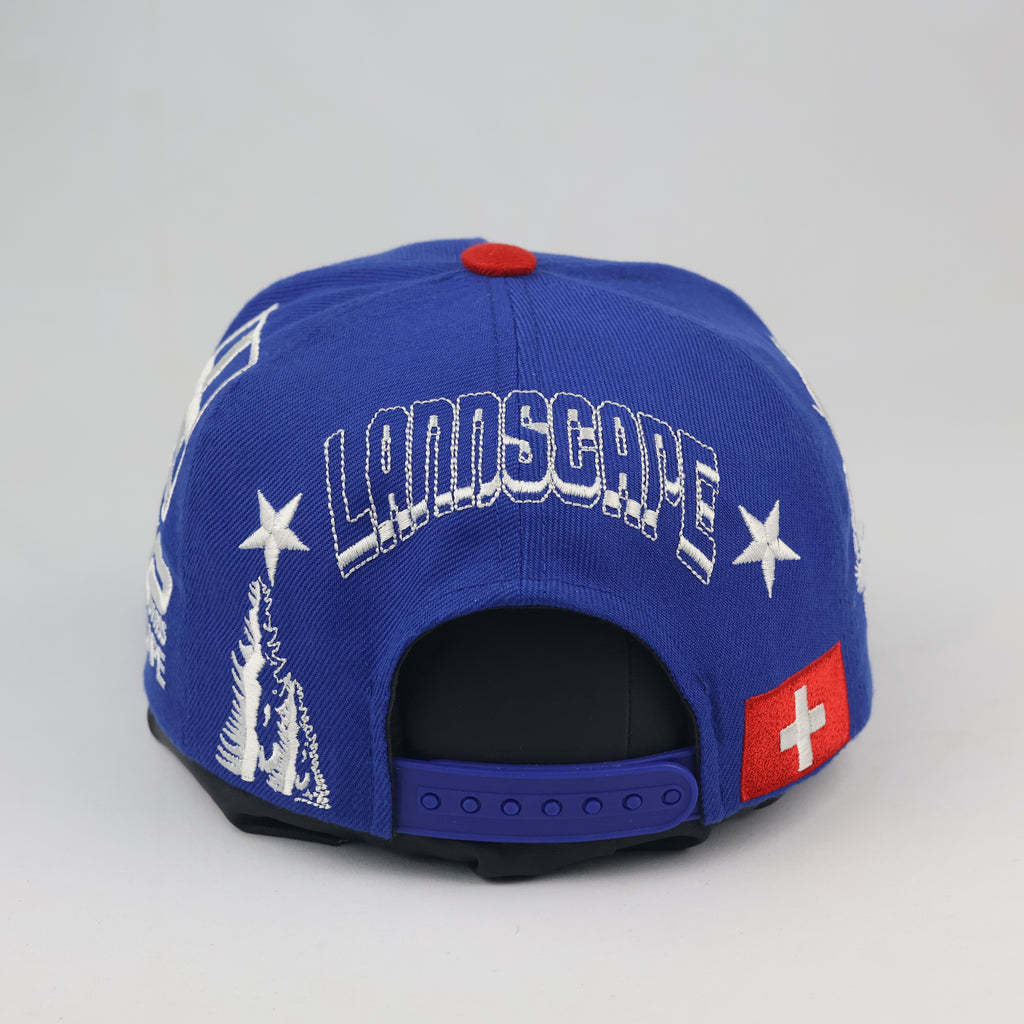 Swiss Landscape Return to Nature Snapback | Thrifted Blue Cap 56-58cm