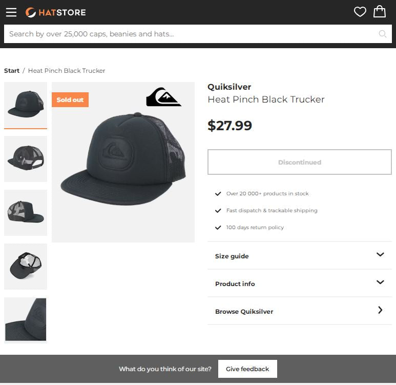 Retro Quiksilver Tonal Logo Snapback Thrifted - Black Foam Trucker Cap