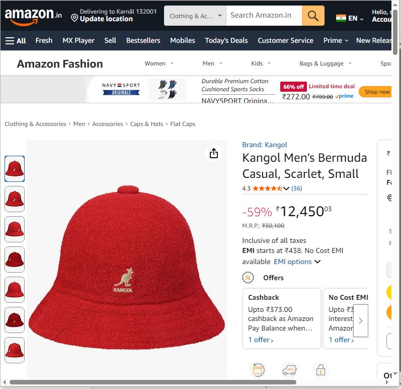 Kangol Men's Bermuda Casual, Scarlet, Black Thrifted Hat