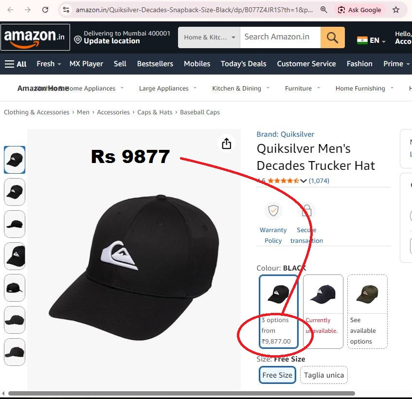 Quiksilver Red Box Logo Adjustable Thrifted Hat - Black