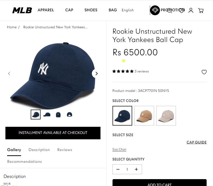 Vintage NY Yankees Adjustable Baseball Thrifted  Cap - Navy with White Embroidery