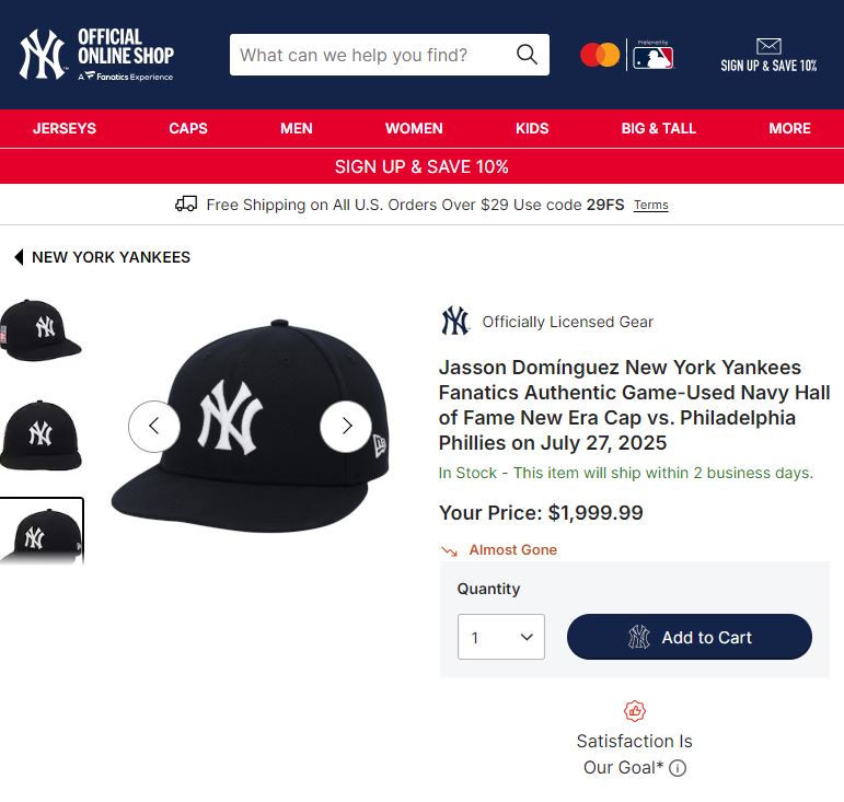 New Era Mens Cotton New York Yankees MLB Authentic Collection 59FIFTY Thrifted Cap, Size 7 1/2, Black